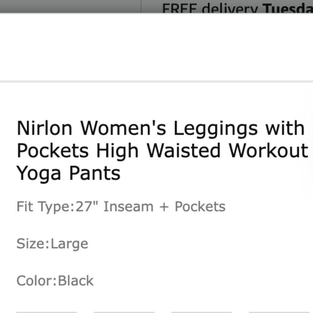 Like NEW Nirlon Black High Waisted Leggings With Large Pockets Size Larg… - Picture 8 of 14
